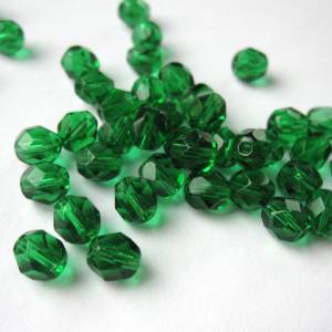 20   Green Emerald böhmische Perlen 6mm, tschechische feuerpolierte facettierte Glasperlen DIY Glasschliff Bild 2