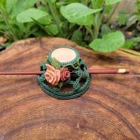 Makramee Haarspange "Little Rose" mit rosa Amazonit und Holzstab, Dutt-Käfig, Bun Cage Bild 1