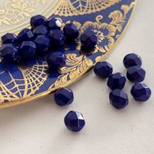 20 böhmische Perlen Navy Blue tschechische Perlen 6mm, tschechische feuerpolierte facettierte Glasperlen DIY Glasschliff Bild 4