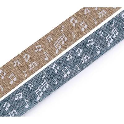 Textilband 5m Noten Beige / Blau 15mm
