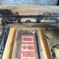 Paris Boot Brücke Seine Holzbild - Weinkisten Upcycling, 9x23 cm, Wanddeko, Shabby Style, retro, Dekoration, Wandbild Bild 4