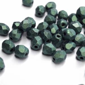 50 Metallic Suede Light Green böhmische Perlen 4mm, tschechische feuerpolierte facettierte Glasperlen DIY Glasschliff 4m Bild 2