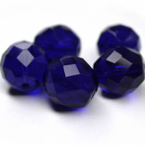 5 Kobaltblau böhmische Perlen Facettierte Glasperlen Feuerpoliert 12mm, tschechische feuerpolierte facettierte Glasperle Bild 1