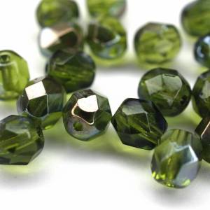 20 Olivine Valentinite böhmische Perlen 6mm, tschechische feuerpolierte facettierte Glasperlen DIY Glasschliff Bild 1