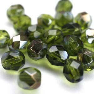 20 Olivine Valentinite böhmische Perlen 6mm, tschechische feuerpolierte facettierte Glasperlen DIY Glasschliff Bild 2