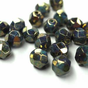 20   Turquoise Bronze Picasso böhmische Perlen 6mm, tschechische feuerpolierte facettierte Glasperlen DIY Glasschliff Bild 3
