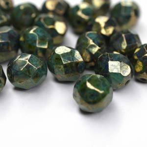 20   Turquoise Bronze Picasso böhmische Perlen 6mm, tschechische feuerpolierte facettierte Glasperlen DIY Glasschliff Bild 4