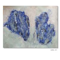 Abstraktes Acrylbild auf Künstlerpapier, in Blautönen mit leichter Struktur, ungerahmtes Wandbild, Kunst Bild 2