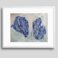 Abstraktes Acrylbild auf Künstlerpapier, in Blautönen mit leichter Struktur, ungerahmtes Wandbild, Kunst Bild 3