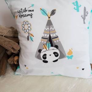 kuscheliges Kissen mit Panda, Boho Panda,  Dekokissen, 50x50 cm, Bild 5