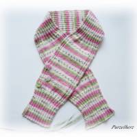 Handgestrickter Schal fürs Kind - Blume,Baumwolle,Geschenk,Geburtstag,weich,creme,rosa,grün Bild 2