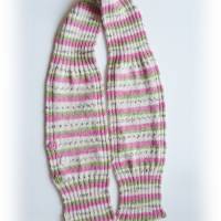 Handgestrickter Schal fürs Kind - Blume,Baumwolle,Geschenk,Geburtstag,weich,creme,rosa,grün Bild 8