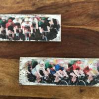 Rennrad Fahrer Miniaturen Holzbild - Weinkisten Upcycling, 9x23 cm, Wanddeko, Shabby Style, retro, Dekoration, Wandbild Bild 2