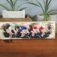 Rennrad Fahrer Miniaturen Holzbild - Weinkisten Upcycling, 9x23 cm, Wanddeko, Shabby Style, retro, Dekoration, Wandbild Bild 9