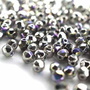 50 Crystal Glittery Argentic böhmische Perlen 4mm, tschechische feuerpolierte facettierte Glasperlen DIY Glasschliff 4mm Bild 1