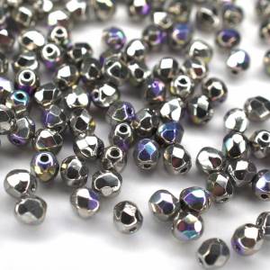 50 Crystal Glittery Argentic böhmische Perlen 4mm, tschechische feuerpolierte facettierte Glasperlen DIY Glasschliff 4mm Bild 2