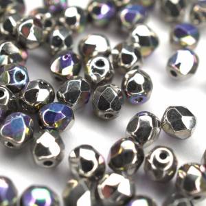 50 Crystal Glittery Argentic böhmische Perlen 4mm, tschechische feuerpolierte facettierte Glasperlen DIY Glasschliff 4mm Bild 3