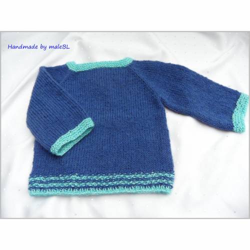 Babypullover aus  Baumwolle, Wolle, Alpaka, Blau, Gr. 62
