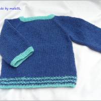 Babypullover aus  Baumwolle, Wolle, Alpaka, Blau, Gr. 62 Bild 1