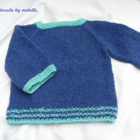 Babypullover aus  Baumwolle, Wolle, Alpaka, Blau, Gr. 62