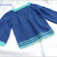 Babypullover aus  Baumwolle, Wolle, Alpaka, Blau, Gr. 62 Bild 4