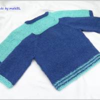Babypullover aus  Baumwolle, Wolle, Alpaka, Blau, Gr. 62 Bild 6