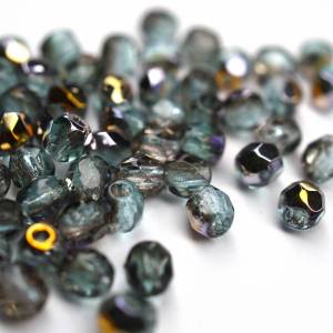 50 Aquamarine Santander böhmische Perlen 3mm, tschechische feuerpolierte facettierte Glasperlen DIY Glasschliff Bild 1