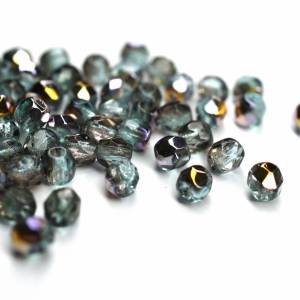 50 Aquamarine Santander böhmische Perlen 3mm, tschechische feuerpolierte facettierte Glasperlen DIY Glasschliff Bild 2