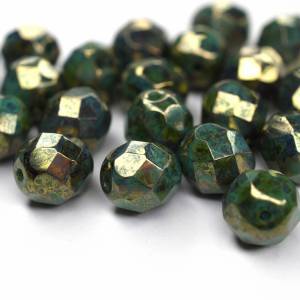 10 Luster Gold/Topaz Turquoise böhmische Perlen 8mm, tschechische feuerpolierte facettierte Glasperlen DIY Glasschliff Bild 1