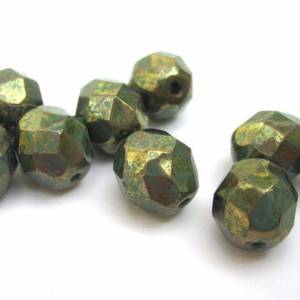 10 Luster Gold/Topaz Turquoise böhmische Perlen 8mm, tschechische feuerpolierte facettierte Glasperlen DIY Glasschliff Bild 3