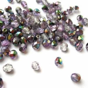 50   Magic Violet böhmische Perlen 4mm, tschechische feuerpolierte facettierte Glasperlen DIY Glasschliff Bild 2