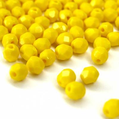 50 Opaque Yellow böhmische Glasperlen 4mm, tschechische feuerpolierte facettierte Glasperlen DIY Glasschliff