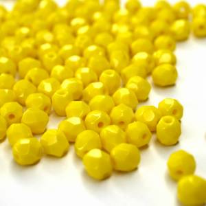 50   Opaque Yellow böhmische Glasperlen 4mm, tschechische feuerpolierte facettierte Glasperlen DIY Glasschliff Bild 2