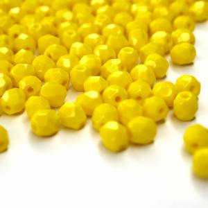 50   Opaque Yellow böhmische Glasperlen 4mm, tschechische feuerpolierte facettierte Glasperlen DIY Glasschliff Bild 3
