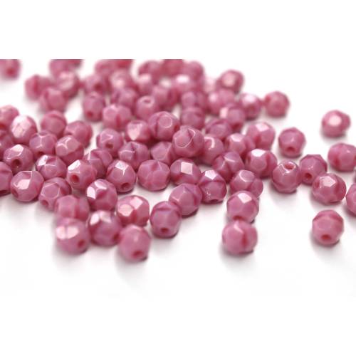 50 Pink Coral böhmische Perlen 4mm, tschechische feuerpolierte facettierte Glasperlen DIY Glasschliff 4mm