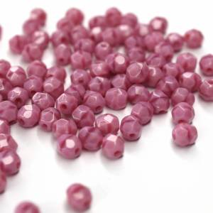 50 Pink Coral böhmische Perlen 4mm, tschechische feuerpolierte facettierte Glasperlen DIY Glasschliff 4mm Bild 3