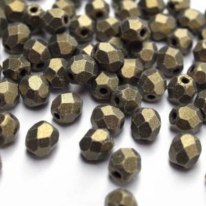 50 Metallic Suede Gold böhmische Perlen 4mm, tschechische feuerpolierte facettierte Glasperlen DIY Glasschliff 4mm Bild 1