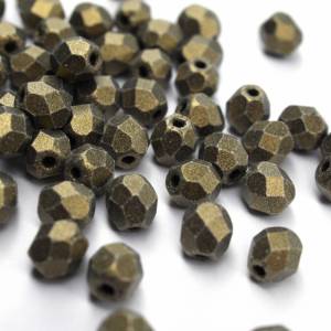 50 Metallic Suede Gold böhmische Perlen 4mm, tschechische feuerpolierte facettierte Glasperlen DIY Glasschliff 4mm Bild 2