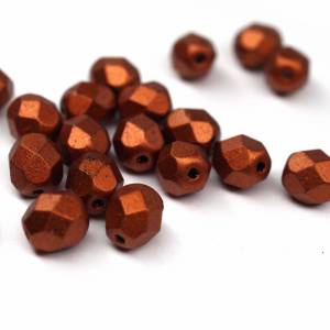 20 Matte Metallic Dark Copper Perlen 6mm, tschechische feuerpolierte facettierte Glasperlen DIY Glasschliff Bild 1