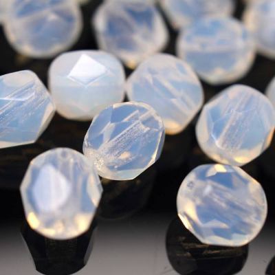 20 Milky White böhmische Perlen 6mm, tschechische feuerpolierte facettierte Glasperlen DIY Glasschliff