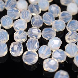 20 Milky White böhmische Perlen 6mm, tschechische feuerpolierte facettierte Glasperlen DIY Glasschliff Bild 2
