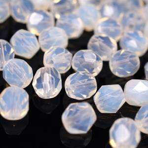 20 Milky White böhmische Perlen 6mm, tschechische feuerpolierte facettierte Glasperlen DIY Glasschliff Bild 3