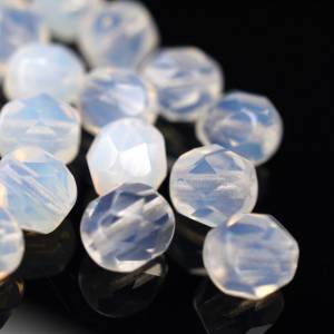 20 Milky White böhmische Perlen 6mm, tschechische feuerpolierte facettierte Glasperlen DIY Glasschliff Bild 4