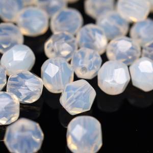 20 Milky White böhmische Perlen 6mm, tschechische feuerpolierte facettierte Glasperlen DIY Glasschliff Bild 5