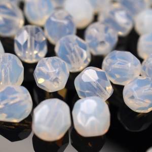 20 Milky White böhmische Perlen 6mm, tschechische feuerpolierte facettierte Glasperlen DIY Glasschliff Bild 6
