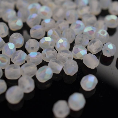 50 Crystal Full AB Matted böhmische Perlen 3mm, tschechische feuerpolierte facettierte Glasperlen DIY Glasschliff