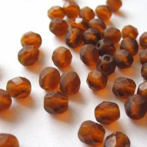 20 Matte Dark Topaz böhmische Perlen 6mm, tschechische feuerpolierte facettierte Glasperlen DIY Glasschliff Bild 1