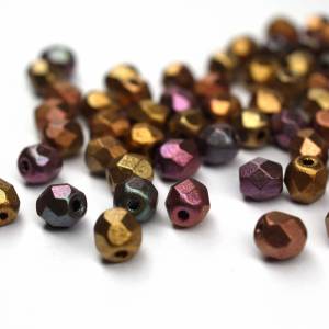 50 Crystal Purple Iris Gold böhmische Perlen 4mm, tschechische feuerpolierte facettierte Glasperlen DIY Glasschliff Bild 2