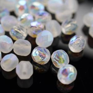 20 Etched Crystal Full AB böhmische Perlen 6mm, tschechische feuerpolierte facettierte Glasperlen DIY Glasschliff Bild 1