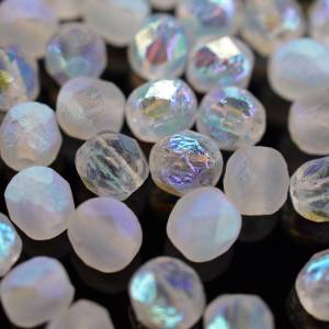 20 Etched Crystal Full AB böhmische Perlen 6mm, tschechische feuerpolierte facettierte Glasperlen DIY Glasschliff Bild 2